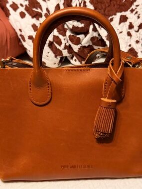Portland Leather Saddle Brown Leather Satchel with Tassel